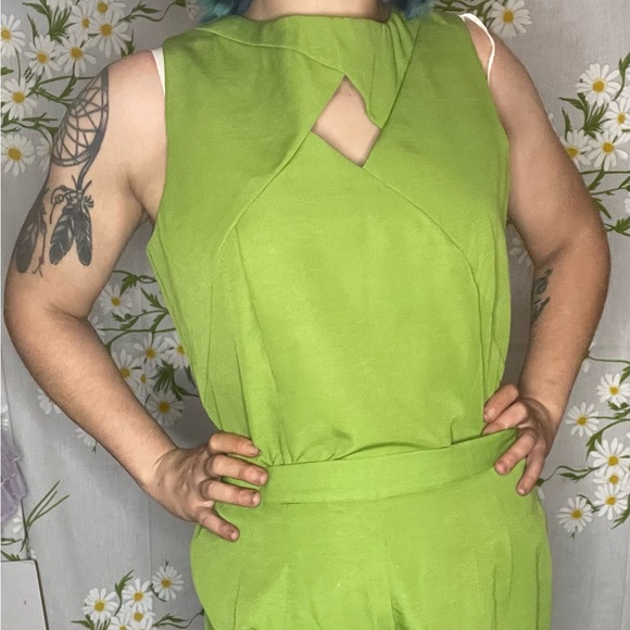 Vintage Giorgio Fiorlini chartreuse green abstract tailored ladies pant suit set - Picture 3 of 11